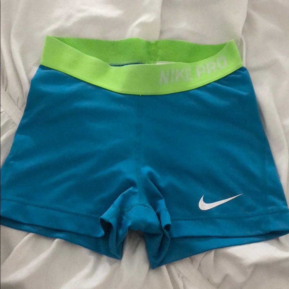 Blue nike pro spandex shorts